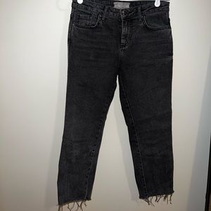 Free People light wash black mid rise ankle jeans! 25 short